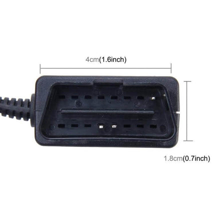 OBD Car Charging Cable For GPS And Tablet, Micro USB – close-up of OBD connector with dimensions 4cm x 1.8cm