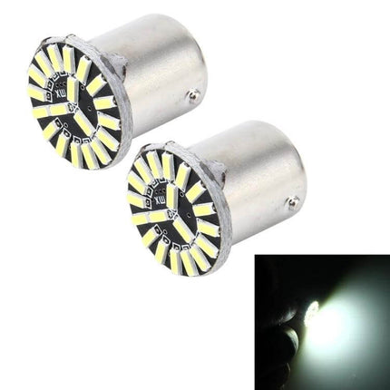 2 Pack BA15S 1W LED Car Turn Signal Lights 6000K 12V - pair of BA15S 1W LED bulbs showing multi-chip board and bright 6000K white output