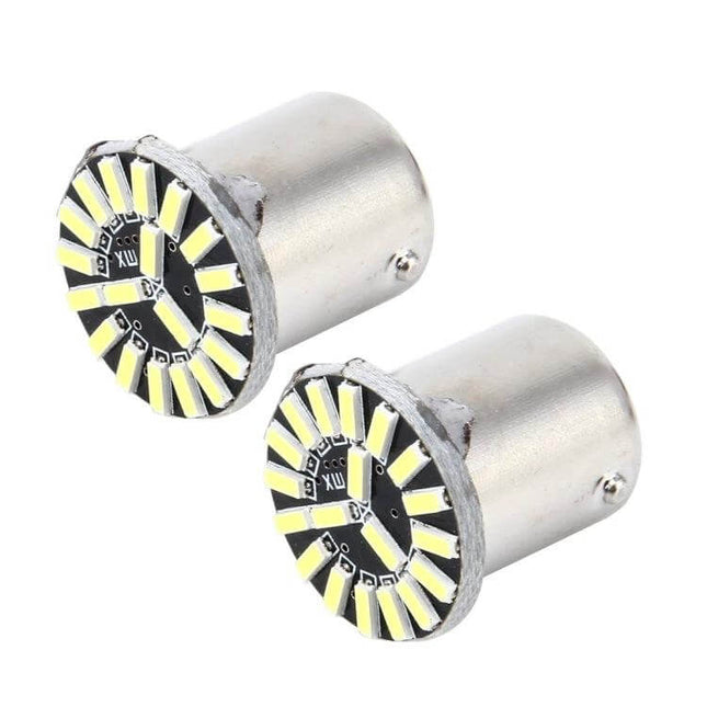 2 Pack BA15S 1W LED Car Turn Signal Lights 6000K 12V - compact BA15S base replacement LED turn signal bulbs for cars vans light trucks