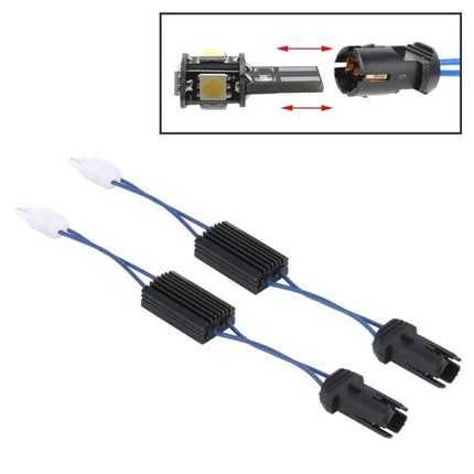 2-Pack T10 Car LED Decoder For Error-Free Clearance Lights - aluminum housing decoders with wiring for European LED clearance/turn signals
