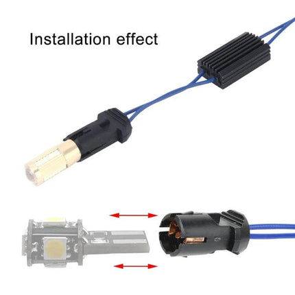 2-Pack T10 Car LED Decoder For Error-Free Clearance Lights - installation view with decoder and T10 LED bulb
