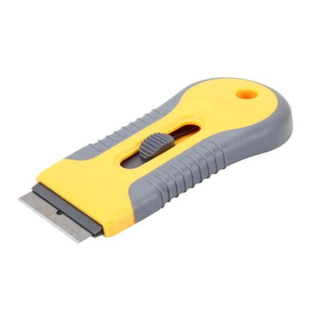 Aluminum Scalable Knife for Car Window and Film Cleaning - yellow ergonomic scraper for removing film and dirt