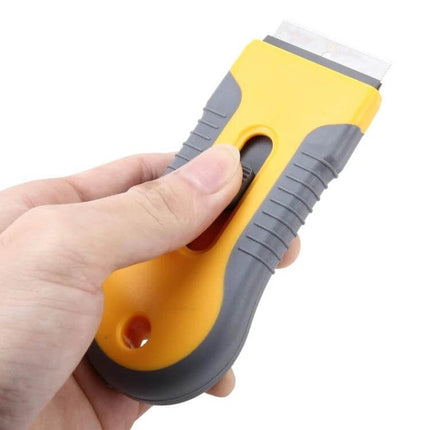 Aluminum Scalable Knife for Car Window and Film Cleaning hand-held yellow scraper removing film and dirt from car glass