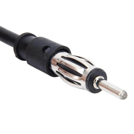 Universal Car FM Signal Amplifying Aerial Adapter close-up of metal antenna plug and cable for improved vehicle FM reception