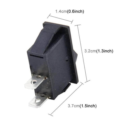 Car Push Button Switch 2Pin For Auto Electrical Accessories black rocker switch with 2 terminals and dimensions shown