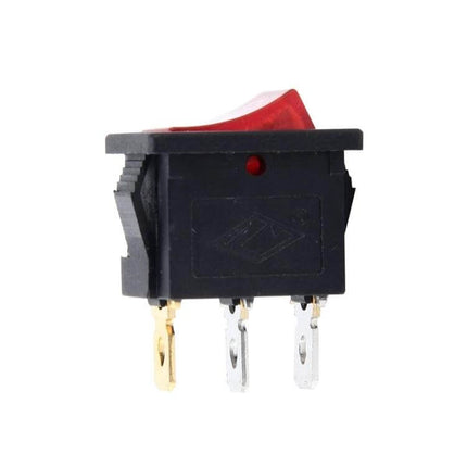 Car Push Button Switch for Additional Car Accessories - compact red rocker switch with three terminals for auxiliary lighting and accessories