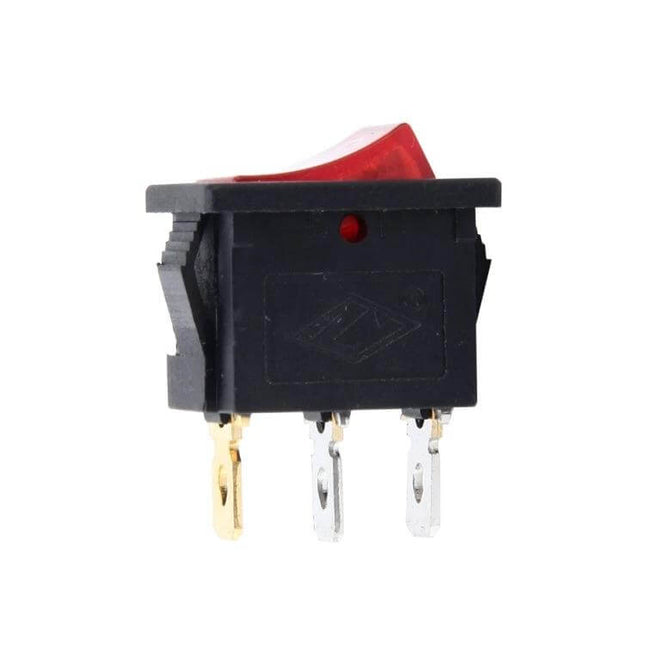 Car Push Button Switch for Additional Car Accessories - compact red rocker switch with three terminals for auxiliary lighting and accessories