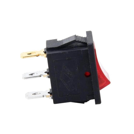Car Push Button Switch for Additional Car Accessories - red rocker switch with three metal terminals for interior or exterior accessory control