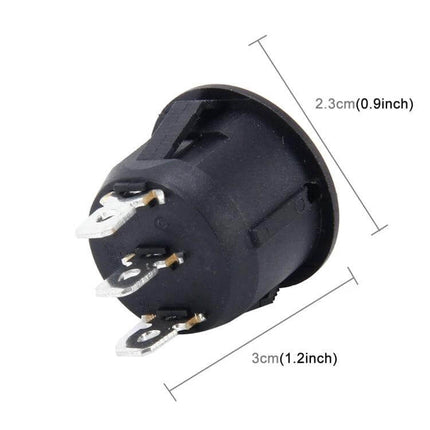 Car 3-Pin Round Push Button Switch OFF-ON For Extra Car Electronics black 3-pin round switch rear view with measurements
