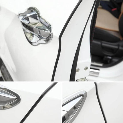 5.6m Flexible Rubber Decorative Strip for Car Doors and Windows installed on white car door edge protecting against dings and finishing trim