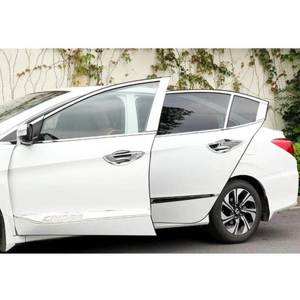 5.6m Flexible Rubber Decorative Strip for Car Doors and Windows installed on white sedan protecting door edges and trim