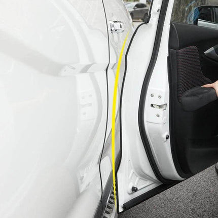 5.6m Flexible Rubber Decorative Strip for Car Doors and Windows fitted on open white car door edge to protect against dings and add trim