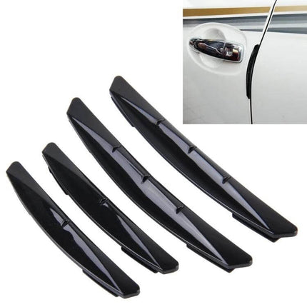 Set of 4 Black Rubber Car Side Door Edge Protection Guards protecting car door edges from dings and scratches