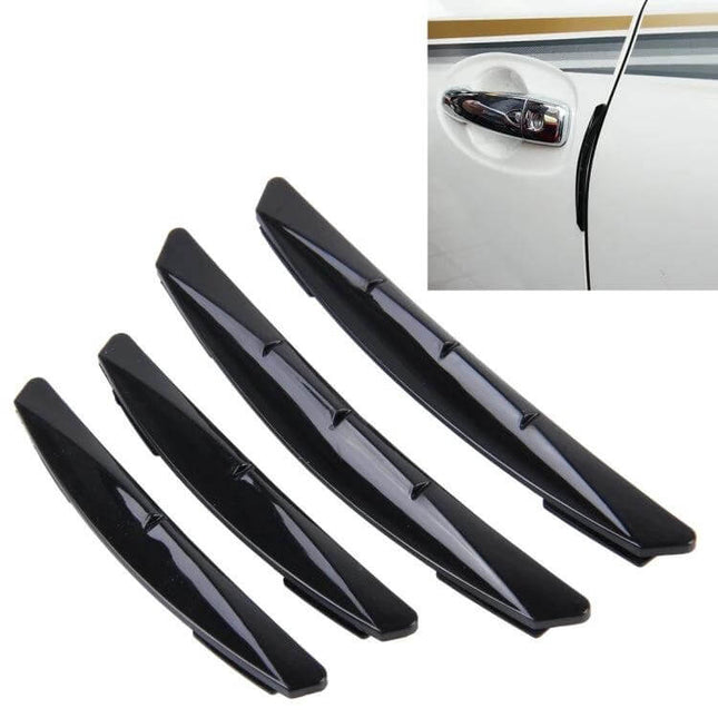 Set of 4 Black Rubber Car Side Door Edge Protection Guards protecting car door edges from dings and scratches