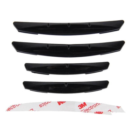 Set of 4 Black Rubber Car Side Door Edge Protection Guards shown with 3M adhesive strips, black rubber guards for preventing door dings