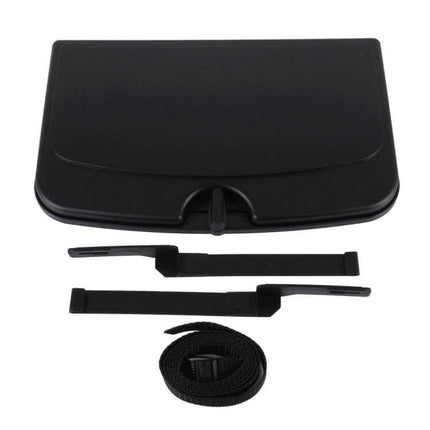 Shunwei Foldable Backseat Tray for Car Travel and Dining - black ABS foldable tray with cup holder, phone stand and straps for backseat organization