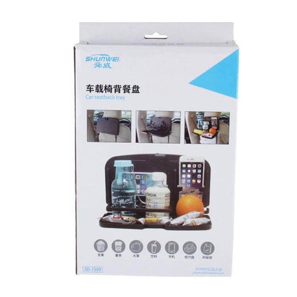 Shunwei Foldable Backseat Tray for Car Travel and Dining - ABS backseat dining tray with cup holder and phone stand