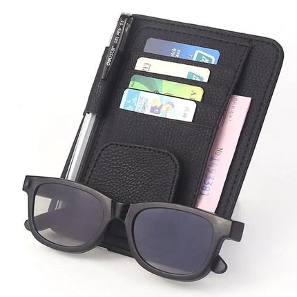 Versatile Car Sun Visor Storage Pouch for Sunglasses and Cards