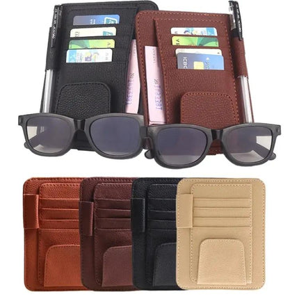 Versatile Car Sun Visor Storage Pouch for Sunglasses and Cards