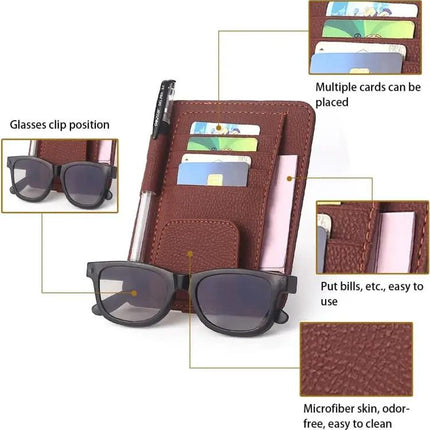 Versatile Car Sun Visor Storage Pouch for Sunglasses and Cards