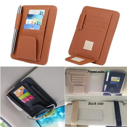 Versatile Car Sun Visor Storage Pouch for Sunglasses and Cards