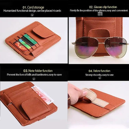Versatile Car Sun Visor Storage Pouch for Sunglasses and Cards