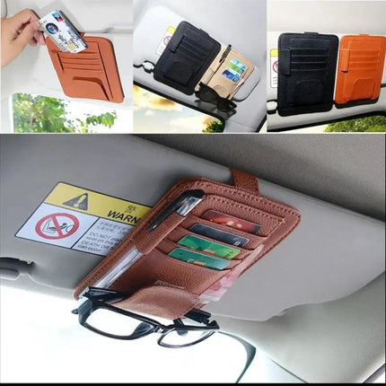 Versatile Car Sun Visor Storage Pouch for Sunglasses and Cards