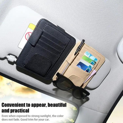 Versatile Car Sun Visor Storage Pouch for Sunglasses and Cards
