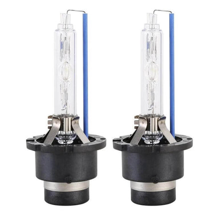 D2S HID Headlight Xenon Bulbs 8000K Dual Pack For Cars - pair of 35W bulbs showing clear glass capsule and base
