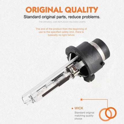 D2S HID Headlight Xenon Bulbs 8000K Dual Pack For Cars close-up product shot showing one 35W xenon bulb and base