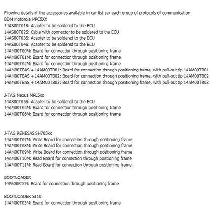 KTAG Tool for Everyday Vehicle Maintenance and Repairs image showing accessory and protocol list for ECU adapters and boards