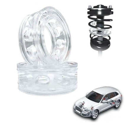 Car Shock Absorber Spring Buffer for Auto Bumpers and Frames clear rubber bump stop showing installed and standalone views
