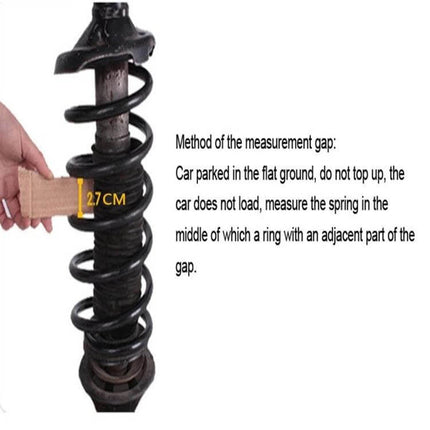Car Shock Absorber Spring Buffer for Auto Bumpers and Frames - close-up of coil spring with 2.7cm measurement for buffer gap and installation guidance