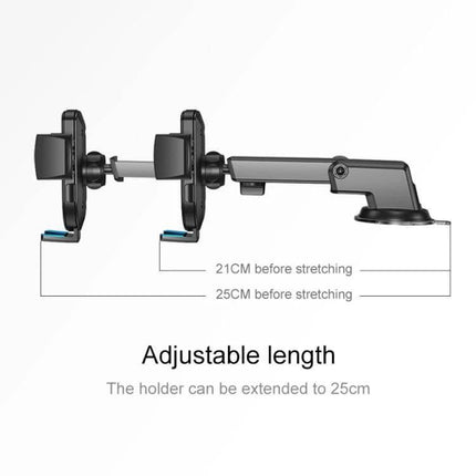 JOYROOM Adjustable Car Phone Holder for Secure Mounting showing adjustable arm extended to 25cm with suction base