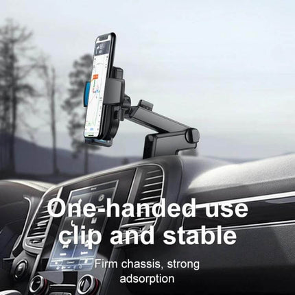 JOYROOM Adjustable Car Phone Holder for Secure Mounting on dashboard arm for one-handed phone use and stable hands-free navigation