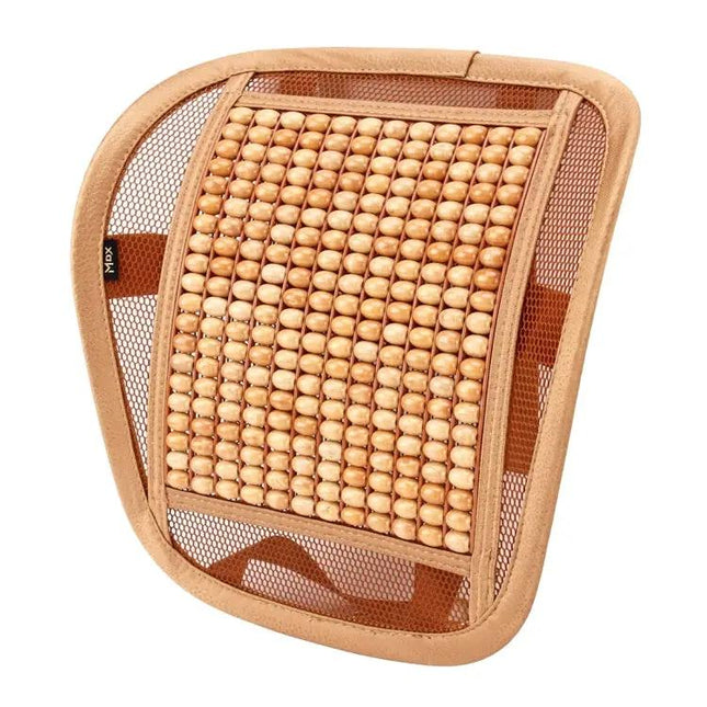 Breathable Summer Waist Mat with Wooden Massage Beads for Car and Office