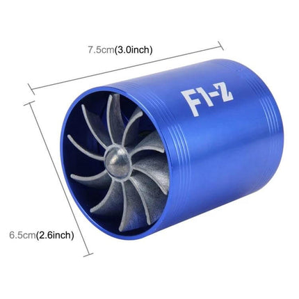 Car Air Intake Turbo Charger Fan Kit For Better Engine Airflow Red compact blue aluminum dual-propeller intake turbo fan, 7.5cm x 6.5cm