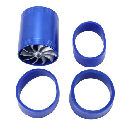Car Air Intake Turbo Charger Fan Kit For Better Engine Airflow Red - blue aluminum dual-propeller turbo intake components