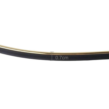 Flexible Automotive Trim Strip for Car Interior and Exterior, 5 Meters - black flexible edge strip with gold accent, 0.7cm width for dashboards, door panels and bumpers