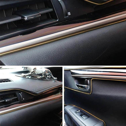 Flexible Automotive Trim Strip for Car Interior and Exterior, 5 Meters - gold-edged dashboard and door panel installation protecting edges and seams