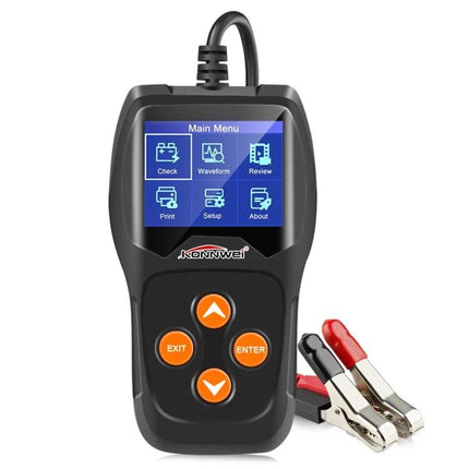 Konnwei Auto Battery Analyzer for Routine Vehicle Checks handheld tester with screen and battery clamps