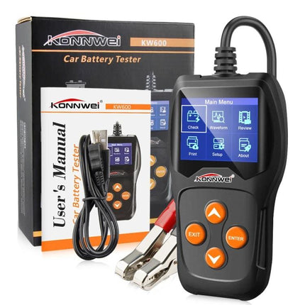 Konnwei Auto Battery Analyzer for Routine Vehicle Checks handheld car battery tester with cables and user manual