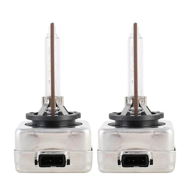 HID Car Headlight Bulbs for Safer Night Driving Daily - pair of 35W HID replacement bulbs shown front view