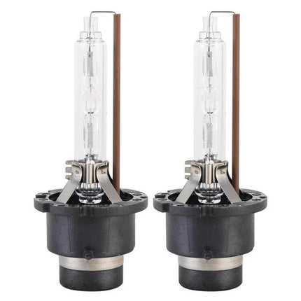 2-Pack HID Car Headlight Bulbs for Everyday Driving - pair of 35W replacement HID bulbs with clear glass tube and metal base for improved night visibility