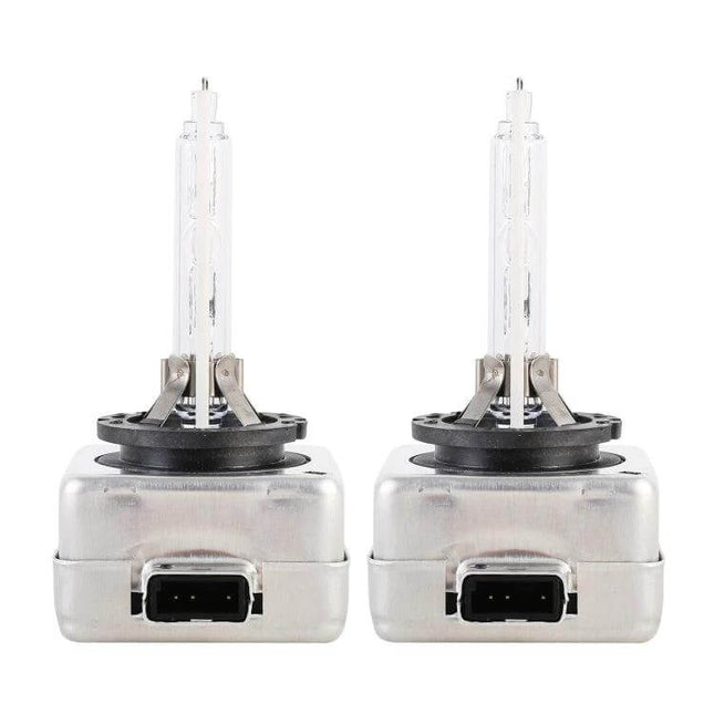 HID Headlight Bulbs For Car Use 2 Pack Ready To Install front view of two 35W HID xenon bulbs for vehicle headlight upgrade