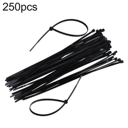 Nylon Cable Ties 5mm x 300mm, 250 Pack, Black, General Use - 250pcs black nylon cable ties for indoor cable management, 48 lb tensile strength