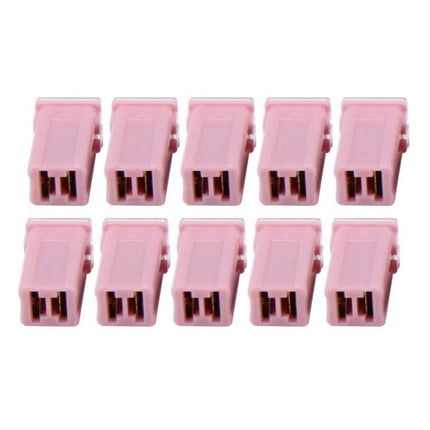 Vehicle PAL Fuses for Car Electrical Systems, 10 Pack 30 Amp 32V - pink PAL blade fuses with two straight female terminals, 10-pack for car repairs