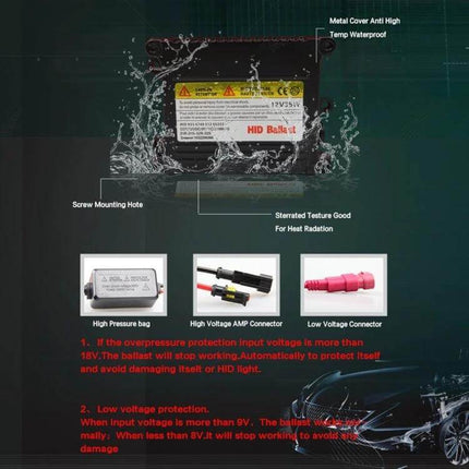 HID Xenon Ballast Slim For Car Headlights Replacement compact 12V waterproof ballast with connectors and mounting hardware