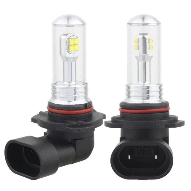 LED Car Fog Lights Two Pack For Safe Night Driving 6000K White - two LED bulbs with bayonet base, clear 6000K white beam, easy-install fog light kit