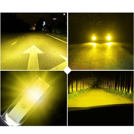 H3 LED Car Headlight For Night Driving IP68 Durable Everyday Use - compact H3 LED beam illuminating road and car at night